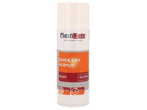 Trade Quick Dry Acrylic Spray Paint Gloss White 400ml                           