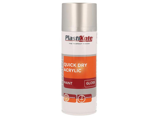 Trade Quick Dry Acrylic Spray Paint Gloss Silver 400ml                          
