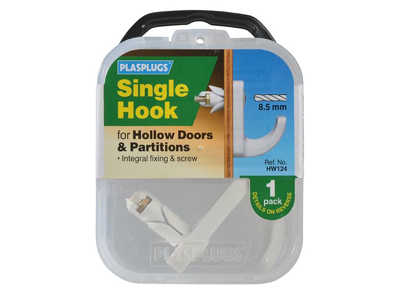 White Single Hollow Door Hook Pack of 1