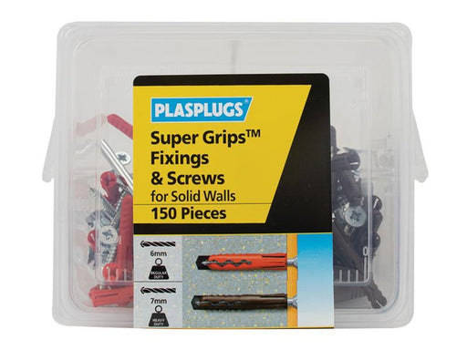 Super Grips™ Fixings & Screws Kit for Solid Walls, 150 Piece                    
