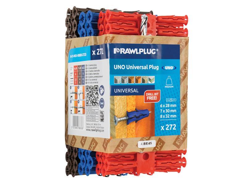 Mixed UNO® Plugs (Pack 272) + Drill Bit                                         