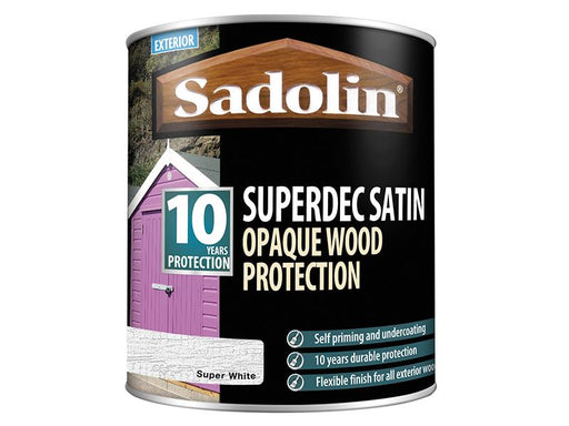 Superdec Opaque Wood Protection Super White Satin 1 litre                       