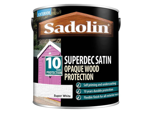 Superdec Opaque Wood Protection Super White Satin 2.5 litre                     