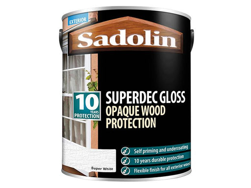 Superdec Opaque Wood Protection Super White Gloss 5 litre                       