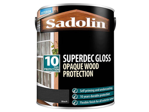 Superdec Opaque Wood Protection Black Gloss 5 litre                             