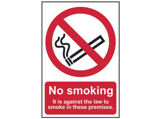 No Smoking It Is Against The Law To Smoke In These Premises - PVC 200 x 300mm   