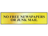 No Free Newspapers Or Junk Mail - Polished Brass Effect 200 x 50mm              