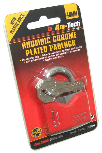 40mm Rhombic Chrome Plated Padlock - T0740