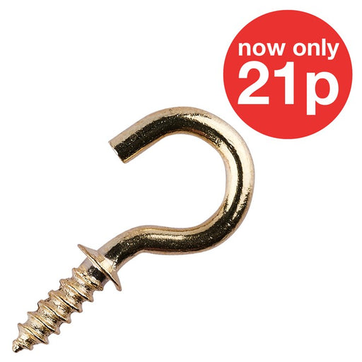 13mm Brass Plated Shouldered Screw Hook (18pc)