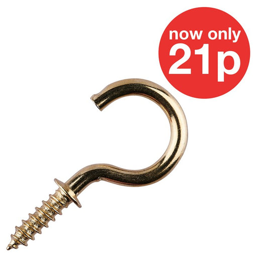 19mm Brass Plated Shouldered Screw Hook (16pc)