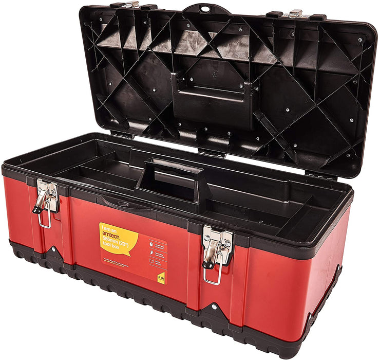 Amtech 58 x 25 x 21 cm Metal Top Tool Box - Red/Black (N0150)