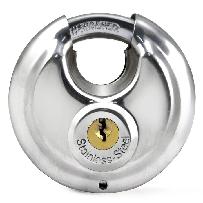 60mm Disc Padlock Shackle Stainless Steel 2 Keys Waterproof Discus Padlock