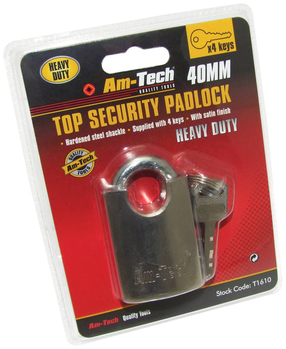 Padlock 40mm - Top Security - Heavy Duty Steel Body & Hardened Steel Shackle