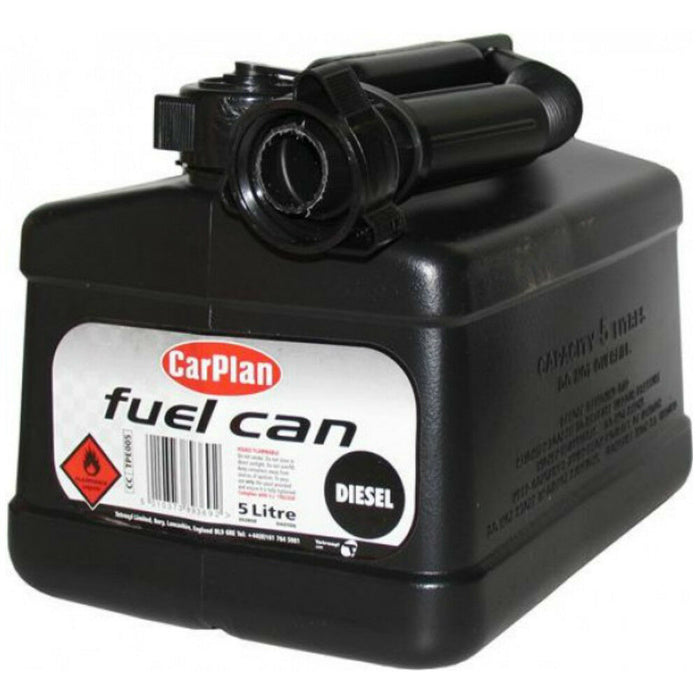 CarPlan Diesel Fuel Jerry Tetracan Can Garage Workshop Black Spout 5 Litre