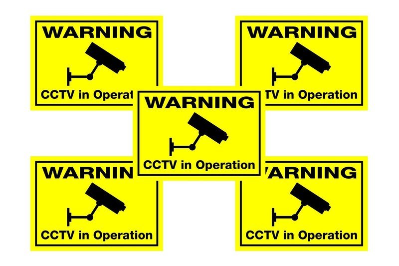 5 x Small Flourescent / Dayglo Window CCTV Warning Stickers