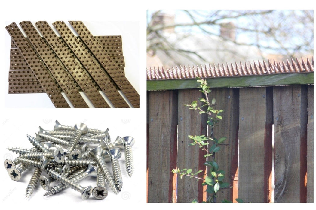 Anti Climb Spikes - Wall / Fence Spikes - Pack of 10 x 45cm Spike Strips - Fixings Set