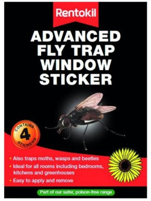 Rentokil - Fly Traps Window Stickers Kills Flies Fly Trap 4 Pack