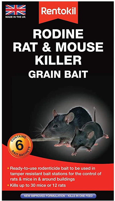 Rentokil Rodine Mouse & Rat Killer Grain Bait Pack of 6 Sachets