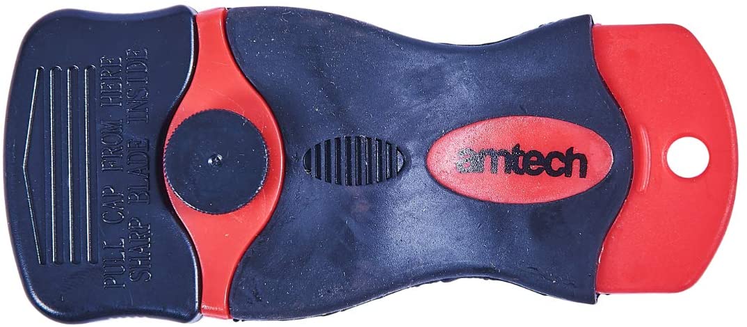 Amtech G0962 Mini Soft Grip Scraper for Removing Labels from Windows - Red/Black