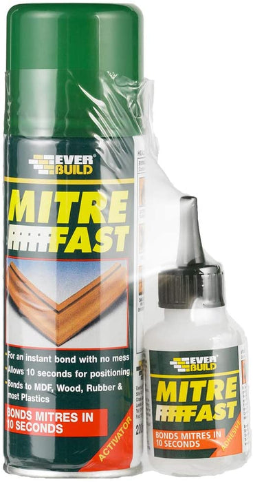 Everbuild Mitre Fast Instant Bonding Adhesive Kit 50 g Adhesive 200 ml Activator