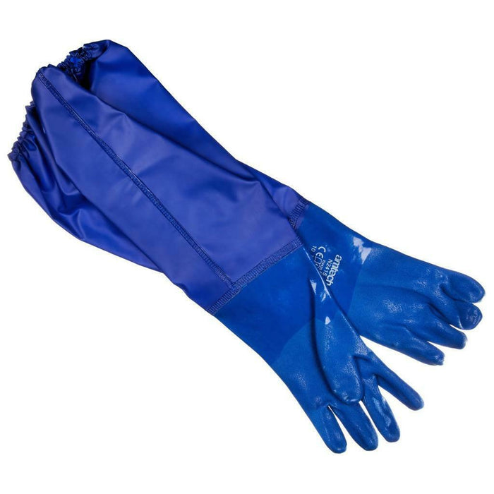 Long PVC Pond & Drain Gloves Size 10 XL Elasticated Sleeve N2415 68CM