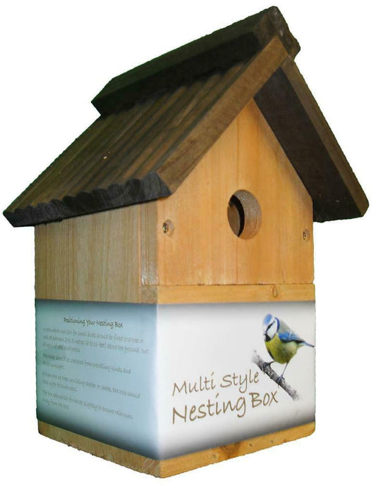 Traditional Wooden Bird - Multi-Function Nesting Box, Wild Bird Garden Nest