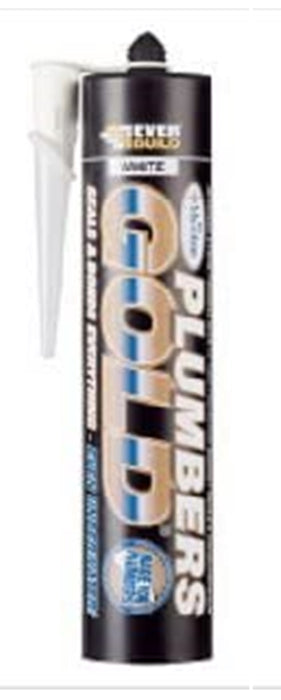 Everbuild Plumbers Gold Sealant and Adhesive with Mould Shield White, 290 ml
