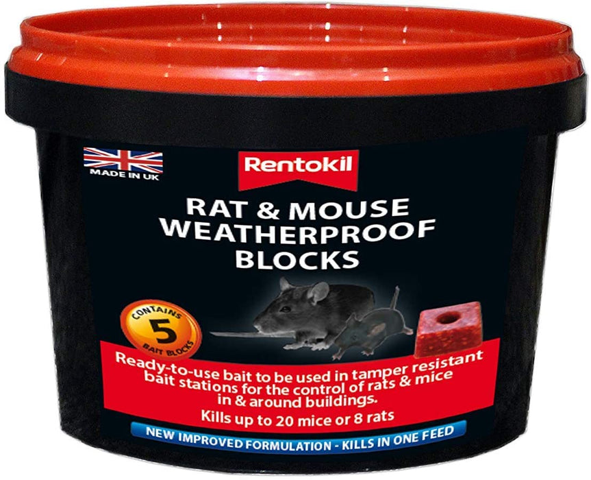 Rentokil Mouse & Rat Killer 20G Weatherproof Blocks New Improved Formula