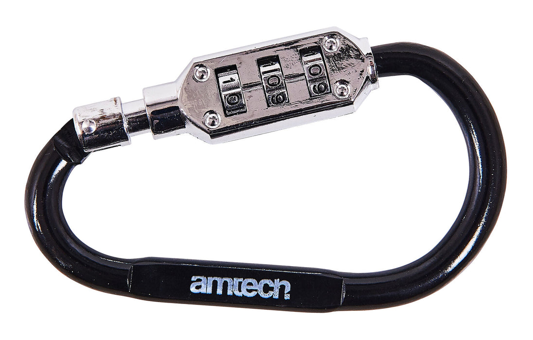 Amtech 3 Digit Combination Carabiner Lock Luggage Strong Bike Padlock Bag
