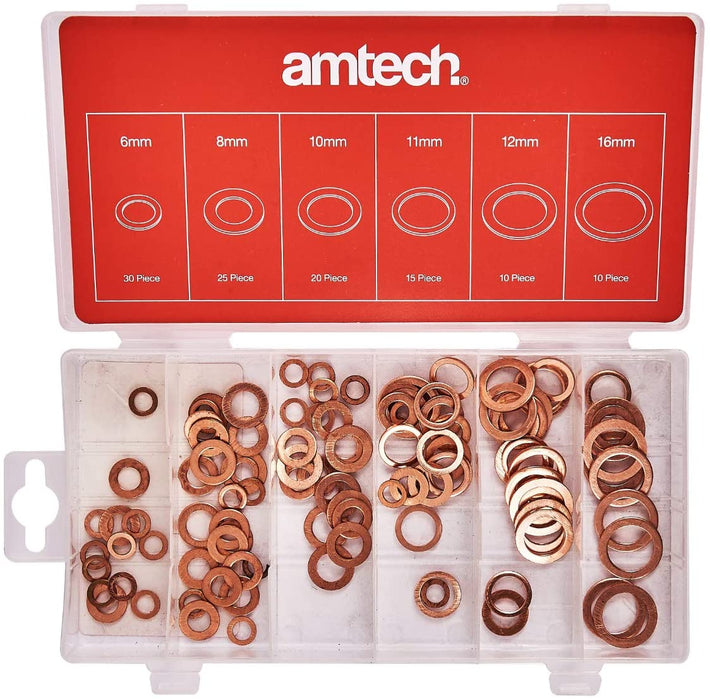 Amtech S6195 Copper Washer Set, 110-Piece