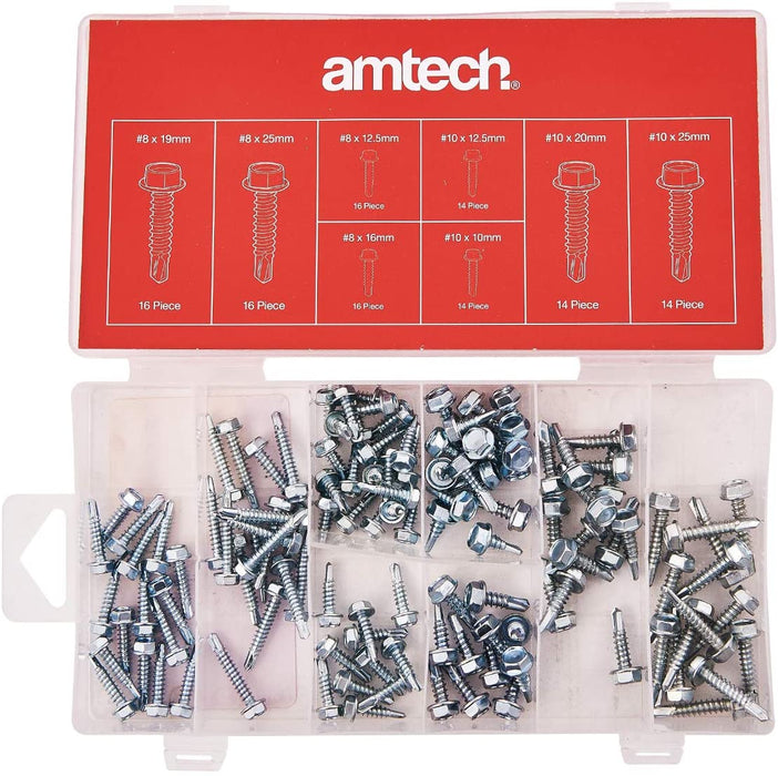 Amtech S6295 Self Drilling Screws, Carbon Steel Tek Screws x 120pc