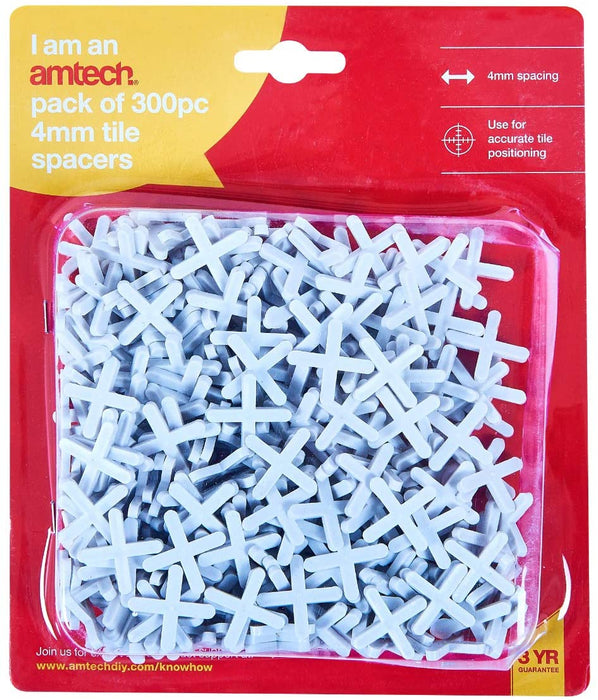 Amtech S4455 4mm Spacers for Accurate Tile Positioning, Grout Over - 300pcs