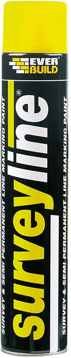 Everbuild Surveyline Semi-Permanent Spray Paint, Yellow, 700 ml