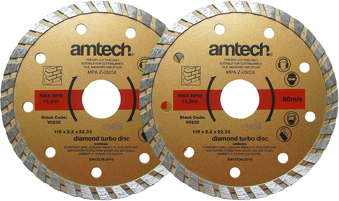 Amtech V0235 115 mm Diamond Turbo Disc Set, Set of 2 Pieces