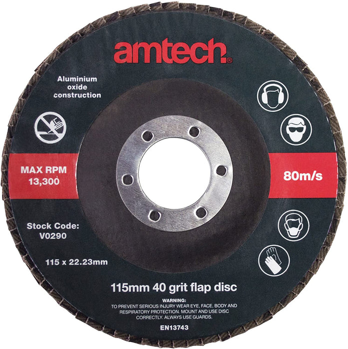 Amtech V0290 115 mm 40 Grit Flap Disc