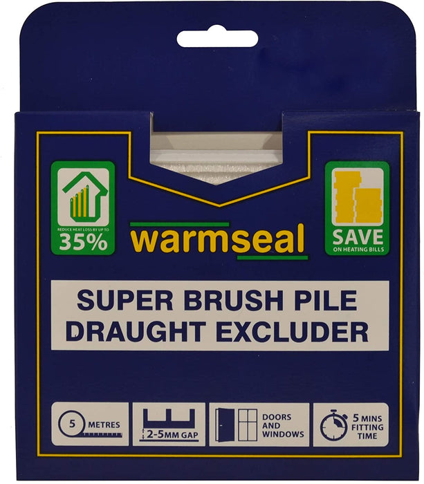 WARMSEAL Super Brush Pile Draught Excluder for Windows & Doors Energy Saving 5m
